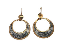 Серебряные серьги круглой формы с позолотой «Лунницы» 